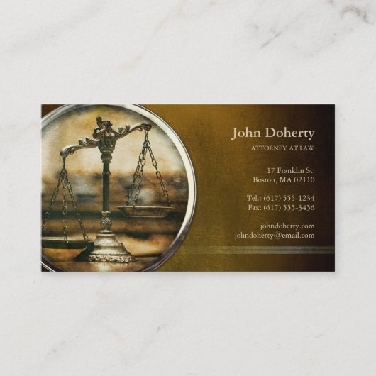 VERANSTALTER AUF RECHT | Vintage Justizskala Visitenkarte (Vorderseite)