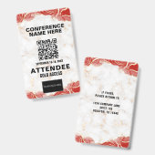 Veranstaltung der Red Agate Gold Marble QR Code Ko Ausweis (Vorder- & Rückseite)