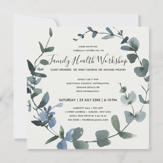 VERANSTALTUNG DES GREEN FOLIAGE EUCALYPTUS WREATH EINLADUNG (Vorderseite)