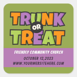 Veranstaltung "Trunk oder Leckerei Party Church" Quadratischer Aufkleber