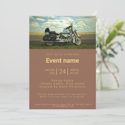 Veranstaltung zum Thema Motorrad Einladung (Stehend Vorderseite)