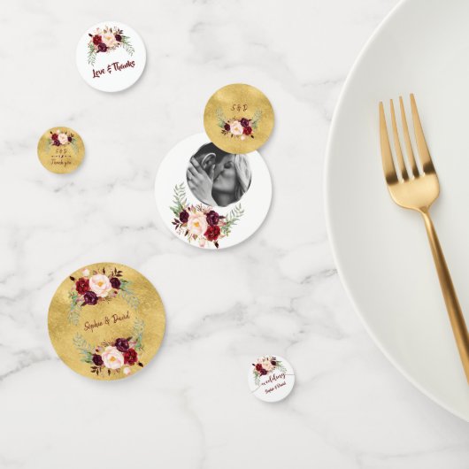 Veranstaltungen Hochzeit Geburtstag Burgund Floral Konfetti (Gruppe)