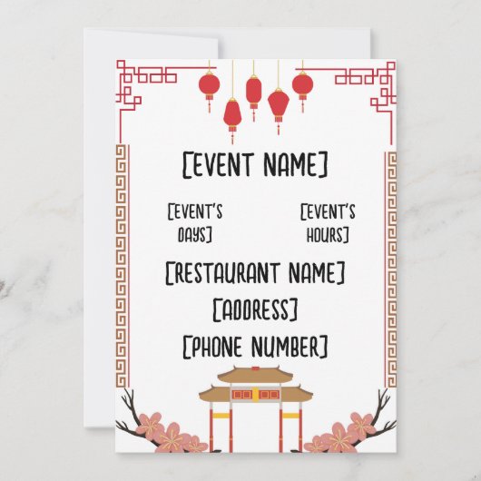 Veranstaltungen im chinesischen Restaurant Einladung (Vorderseite)