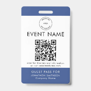 Veranstaltungs-Logo QR-Code Gast-Pass Name Blau We Ausweis