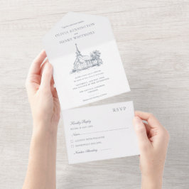 Veranstaltungs-Skizze | Kirchliche Hochzeit All In One Einladung
