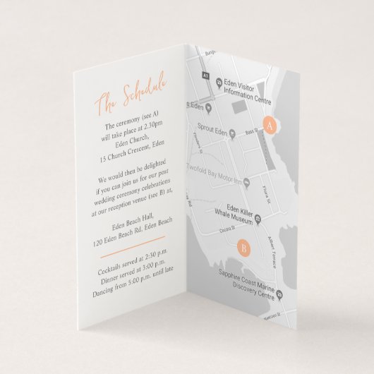 Veranstaltungskalender und -plan für die Hochzeits (Innenseite)