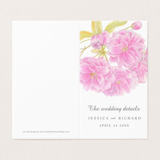 Veranstaltungskalender und -plan für Hochzeitspazi (Außenseite Aufgefaltet)