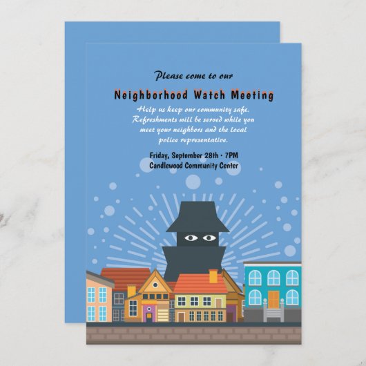 Veranstaltungskarte "Neighbhood Watch" Einladung (Vorne/Hinten)