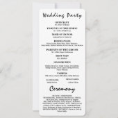 Veranstaltungsorden Elegantes Hochzeitsprogramm Einladung (Rückseite)