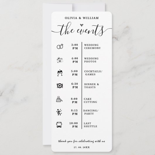 Veranstaltungsorden Elegantes Hochzeitsprogramm Einladung (Vorderseite)