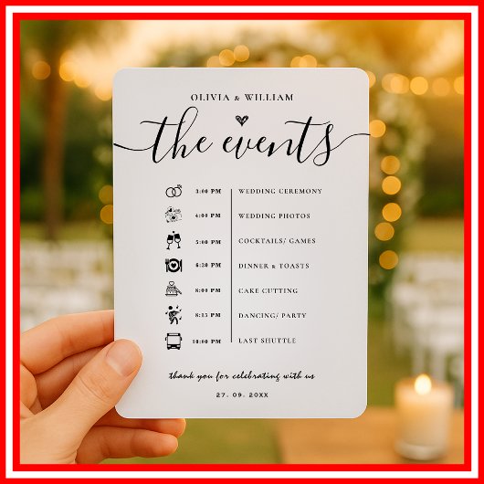 Veranstaltungsorden Elegantes Hochzeitsprogramm Einladung