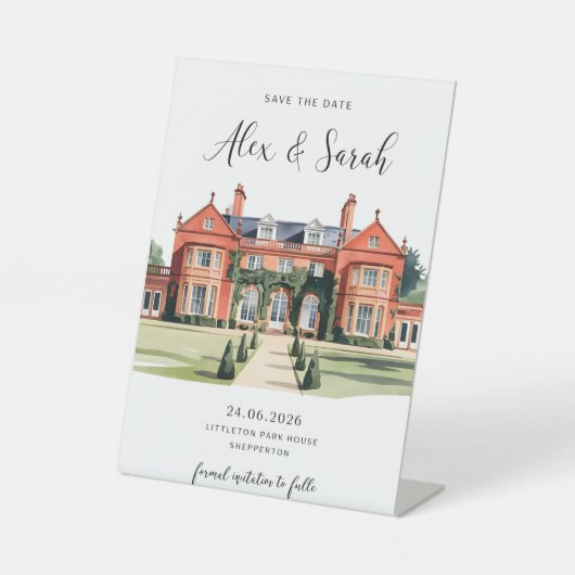 Veranstaltungsort Save the Date Card Hochzeitsort Sockelschild (Vorderseite)