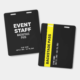 Veranstaltungspersonal Backstage-Pass Mitarbeiter- Ausweis