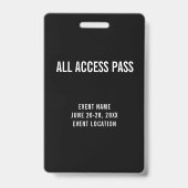 Veranstaltungspersonal Black All Access Pass Ausweis (Rückseite)