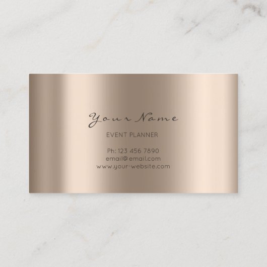 Veranstaltungsplaner Beauty Blogger Blush Gold Flo Visitenkarte (Rückseite)