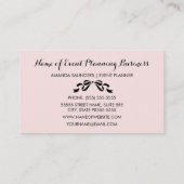 Veranstaltungsplaner Chic Pariser Pink Pinstripes  Visitenkarte (Rückseite)