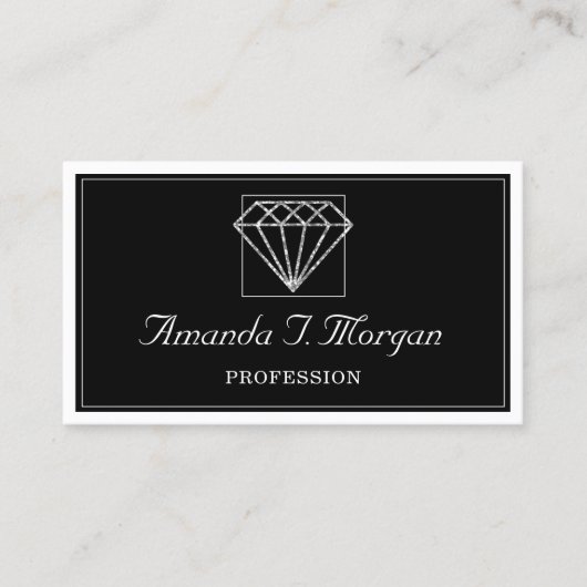 Veranstaltungsplaner Diamond Schwarz-weiß Visitenkarte (Vorderseite)