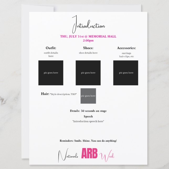 Veranstaltungsplaner-Event-Papierblatt (Vorderseite)