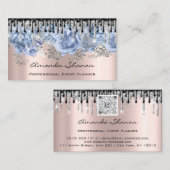 Veranstaltungsplaner Hochzeit Rose Blue Tropfens L Visitenkarte (Vorne/Hinten)