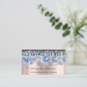 Veranstaltungsplaner Hochzeit Rose Blue Tropfens L Visitenkarte (Stehend Vorderseite)