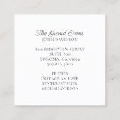 Veranstaltungsplaner Moderner Goldener Schwarzer B Quadratische Visitenkarte (Rückseite)