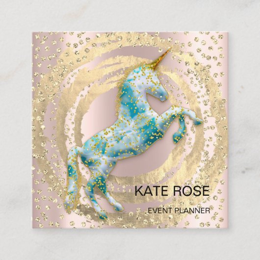 Veranstaltungsplaner Music Media Blue Unicorn Circ Quadratische Visitenkarte (Vorderseite)
