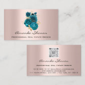 VeranstaltungsplanerTeal Gold Rose Logo QR CODE Visitenkarte (Vorne/Hinten)