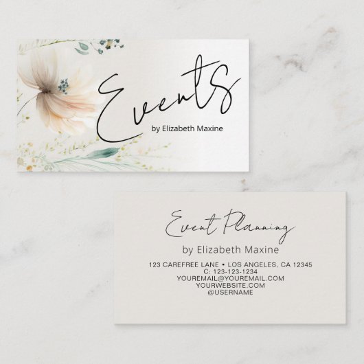 Veranstaltungsplanung Modern Boho Visitenkarte (Vorne/Hinten)