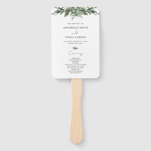 Veranstaltungsprogramm für die Hochzeitsfeier in F Fächer (Vorderseite)