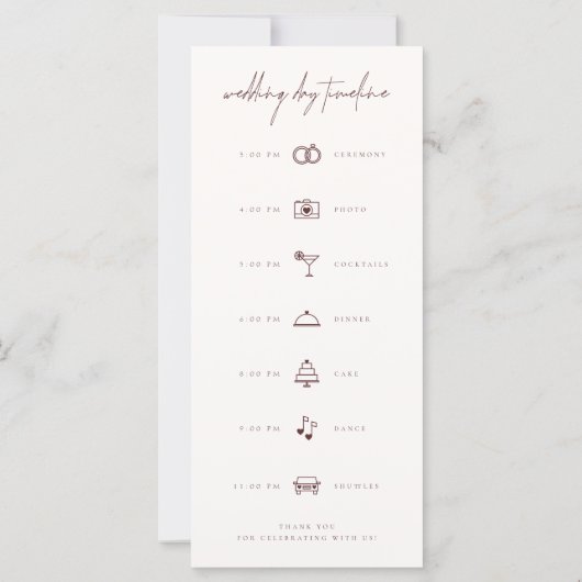 Veranstaltungsprogramm für Hochzeiten am Wochenend (Rückseite)