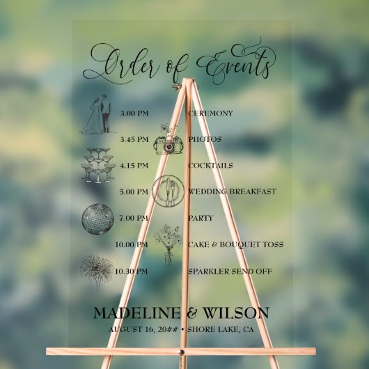 Veranstaltungsreihenfolge - Symbole Kalligrafie lö Acrylschild (Neutral)