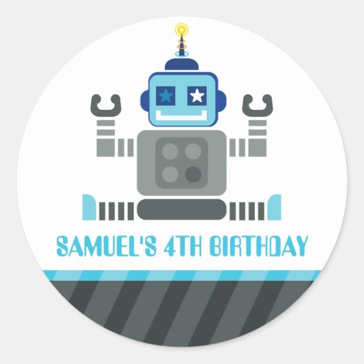 VERANSTALTUNGSSTÜCK :: Roboter 4 Runder Aufkleber (Vorderseite)