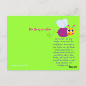 Verantwortliche Niedliche Bienenkarte Postkarte (Rückseite)