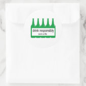 verantwortungsbewusstes Trinken - Leben Gerettet Runder Aufkleber (Tasche)