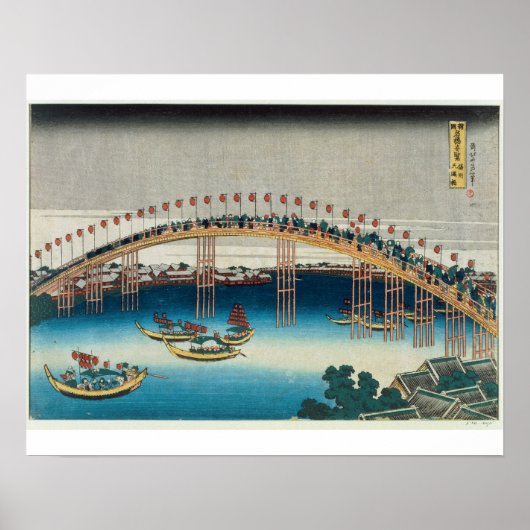 Verarbeitung über eine Brücke (Farbwoodblock-Druck Poster (Vorne)