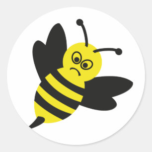 verärgerte Bienenikone Runder Aufkleber