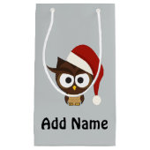 Verärgerte Eulen-tragende Weihnachtsmannmütze Kleine Geschenktüte (Vorderseite)