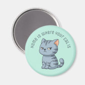 Verärgerte Graue Tabby-Katze Benutzerdefinierter T Magnet (Vorderseite/Rückseite)