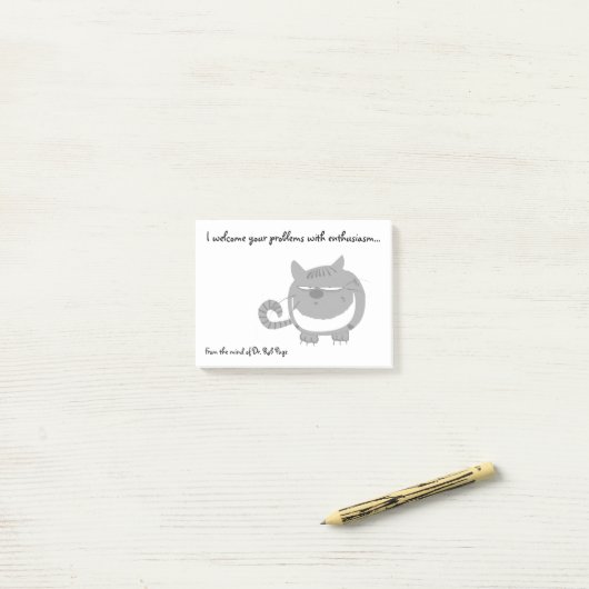 Verärgerte Katze "ich begrüße Ihre Problem-" Post-it Klebezettel (Auf Schreibtisch)