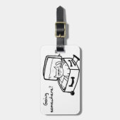 Verärgerte Katze im Koffer - lustiges Geschenk für Gepäckanhänger (Vorderseite vertikal)