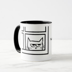 Verärgerte Katze sieht eine andere Katze - lustig Tasse