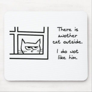 Verärgerte Katze sieht eine andere Katze - lustige Mousepad