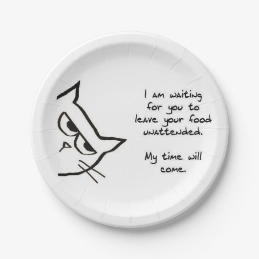 Verärgerte Katze stiehlt Ihre Nahrung - lustigen Pappteller (Vorderseite)