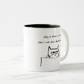 Verärgerte Katze verlangt Lachse - lustige Zweifarbige Tasse (VorderseiteRechts)