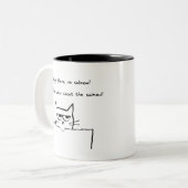 Verärgerte Katze verlangt Lachse - lustige Zweifarbige Tasse (Vorderseite Links)