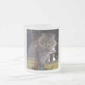 Verärgerte Katzen-mattierte Kaffee-Tasse Mattglastasse