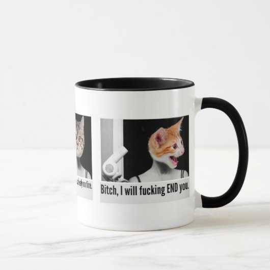 Verärgerte Katzen-Tasse, zum der Leute zu Tasse (Rechts)