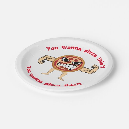 Verärgerte Pizza-Platte Pappteller (Schrägansicht)