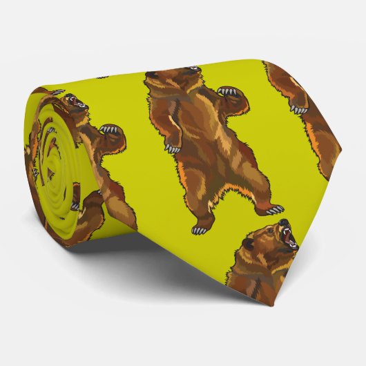 verärgerter Grizzlybär Krawatte (Gerollt)