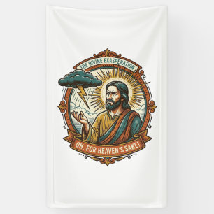 Verärgerter Jesus Dunkle Regenwolke Blitz Wetter H Banner